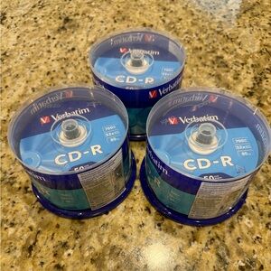 Lot 3 X 50 (150) VERBATIM Blank 52X CD-R CDR 700MB 80Min Media Disc Branded Logo